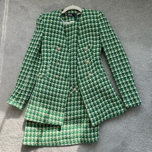 BRAND NEW - ZARA HOUNDSTOOTH TEXTURED
PINAFORE DRESS & BLAZER SET